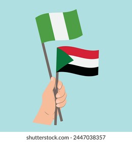Flags of Nigeria and Sudan, Hand Holding flags
