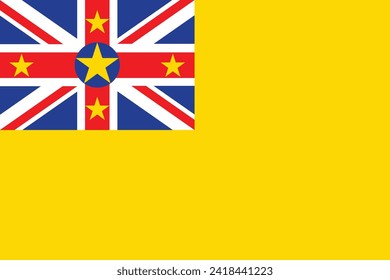 Banderas de Niue. Diseño de elementos planos. Bandera Nacional. Fondo aislado blanco 