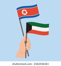 Banderas de Corea del Norte y Kuwait, portadoras de banderas