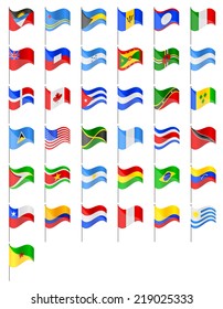 flags North and South Americas countries vector illustration isolated on white background