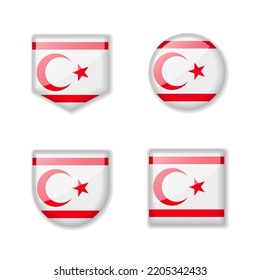 Flags of Northern Cyprus - glossy collection. Set of vector illustrations