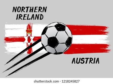 Flags of Northern Ireland and Austria -  Icon for football Nations League - Grunge