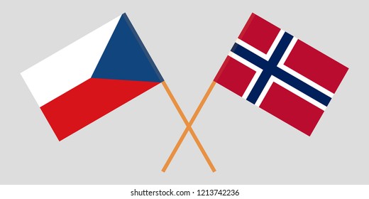 Flags of Norway and Czech. Official proportion. Correct colors. Vector illustration