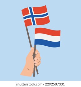 Flags of Norway and the Netherlands, Hand Holding flags