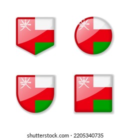 Flags of Oman - glossy collection. Set of vector illustrations