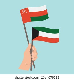 Flaggen von Oman und Kuwait, Flaggen von Hand