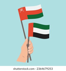 Flags of Oman and the United Arab Emirates, Hand Holding flags