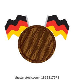 Fahnen auf Bierfass-Design, Oktoberfest und Fest-Thema Vektorgrafik