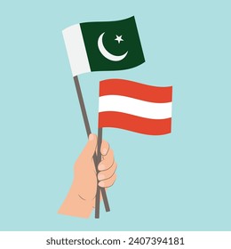Flags of Pakistan and Austria, Hand Holding flags