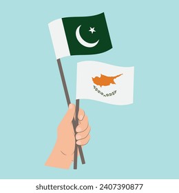 Flaggen Pakistans und Zyperns, Händeflaggen