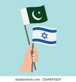 Flags of Pakistan and Israel, Hand Holding flags