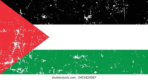 Flags of Palestine. Flag icon. Standard color. A square flag. Computer illustration. Digital illustration.