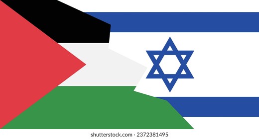 Flags of Palestine and Israel. Flag icon. Standard color. A rectangular flag. Computer illustration. Digital illustration. Vector illustration.