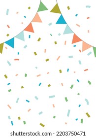 banderas y confeti de papel, ilustración vectorial