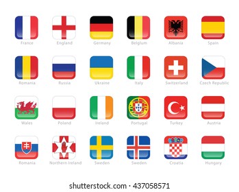 Flags of participating countries to the final soccer tournament in France.

