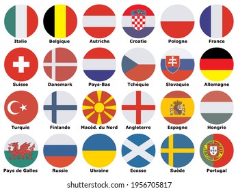 Flags of participating teams with text for the 2021 cup