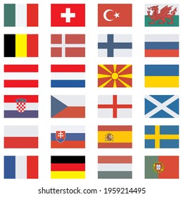Flags of participating teams with text for the 2021 cup 