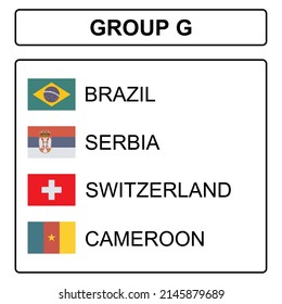 Flags of participating teams with text for the 2022 cup