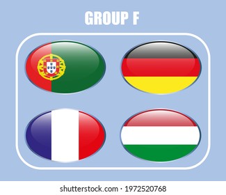 Flags of the participating teams with the text for the European Cup.