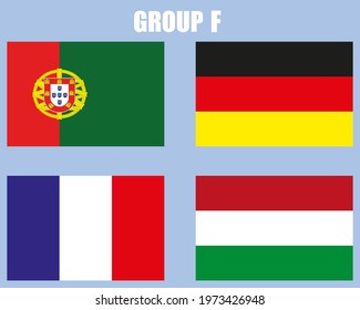 Flags of the participating teams with the text for the European Cup.