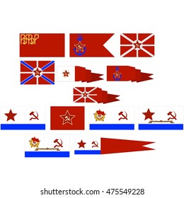 Flags and pennants Soviet Navy. The illustration on a white background.