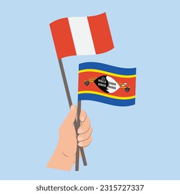 Banderas de Perú y Eswatini, portadoras de banderas