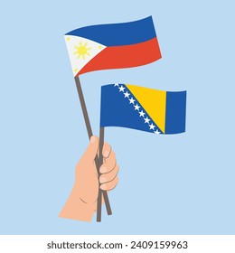Flags of the Philippines and Bosnia and Herzegovina, Hand Holding flags