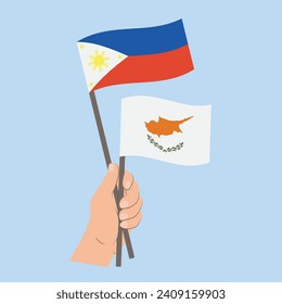 Flags of the Philippines and Cyprus, Hand Holding flags
