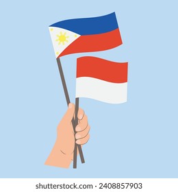 Flags of the Philippines and Monaco, Hand Holding flags
