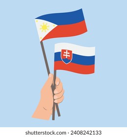 Flags of the Philippines and Slovakia, Hand Holding flags