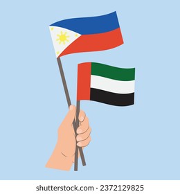 Banderas de Filipinas y los Emiratos Árabes Unidos, portadoras de banderas