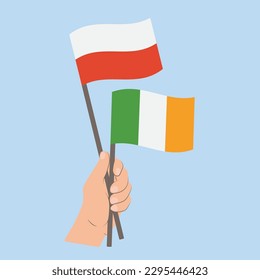 Flags of Poland and Ireland, Hand Holding flags