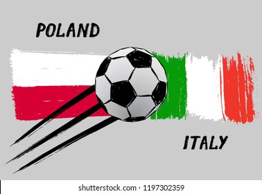 Flags of Poland and Italy -  Icon for football Nations League - Grunge
