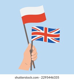 Banderas de Polonia y el Reino Unido, banderas de mano