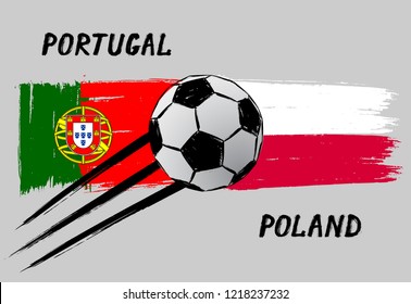 Flags of Portugal and Poland - Icon for football Nations League - Grunge