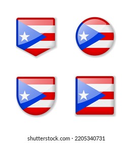 Banderas de Puerto Rico - brillante colección. Conjunto de ilustraciones vectoriales