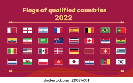 flags of qualified countries to the world football championship 