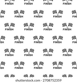 Fahnen für Start und Ziel des Rennens, nahtloses Muster einzeln auf weißem Hintergrund