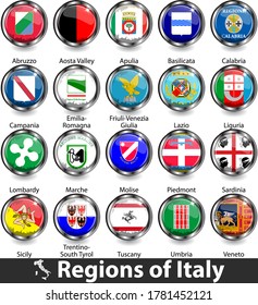 Flags of regions of Italy. Vector image