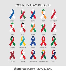 Flags in Ribbon Independence Day. Flag Stripe Ribbon. Independence Day. National Day Celebration. Vector Illustration