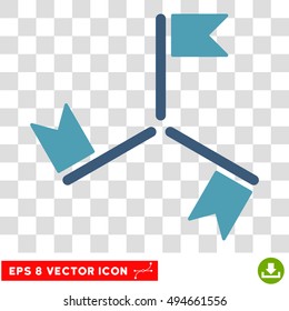 Flags round icon. Vector EPS illustration style is flat iconic bicolor symbol, cyan and blue colors, transparent background.