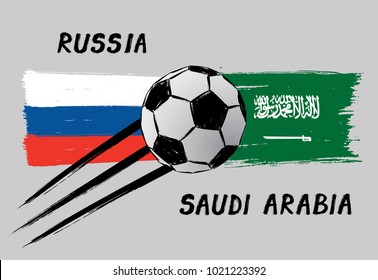 Flags of Russia and Saudi Arabia - Icon for football championship - Grunge