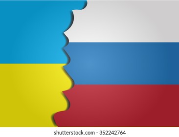 Flags of Russia and Ukraine