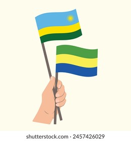 Banderas de Ruanda y Gabón, Banderas de mano