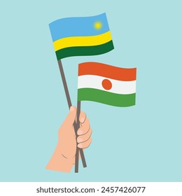 Flags of Rwanda and Niger, Hand Holding flags