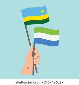 Flags of Rwanda and Sierra Leone, Hand Holding flags