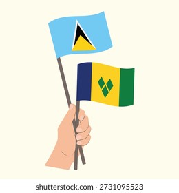 Bandeiras de Santa Lúcia e São Vicente e Granadinas, Bandeiras de mão