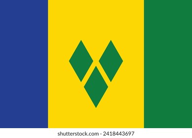 Flags of Saint Vincent and the Grenadines. Flat element design. National Flag. White isolated background 