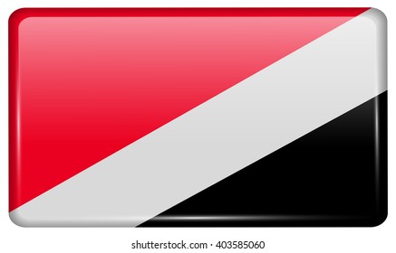 Flags of Sealand Principality in the form of a magnet on refrigerator with reflections light. Vector illustration