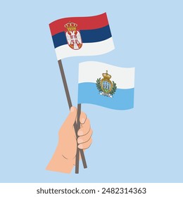 Flags of Serbia and San Marino, Hand Holding flags